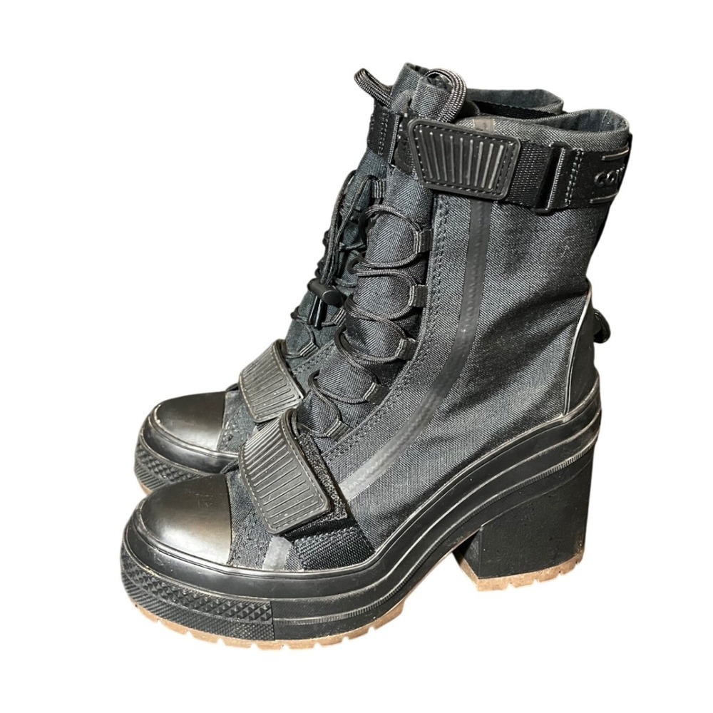 Converse Chuck Taylor All Star GR82 All Black Stylist Platform Boot Heel Size 6